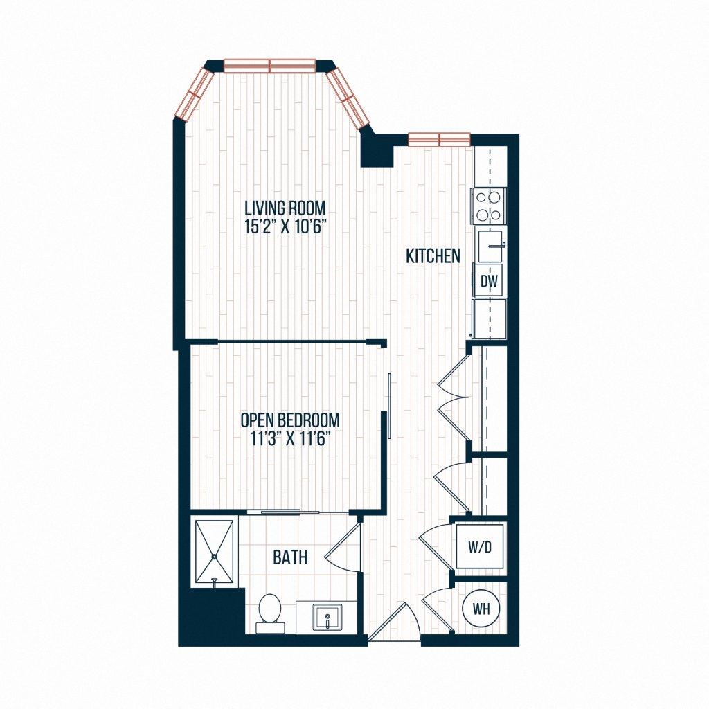 Capitol Rose Luxury Apartments in Washington, DC D9 Floor Plan